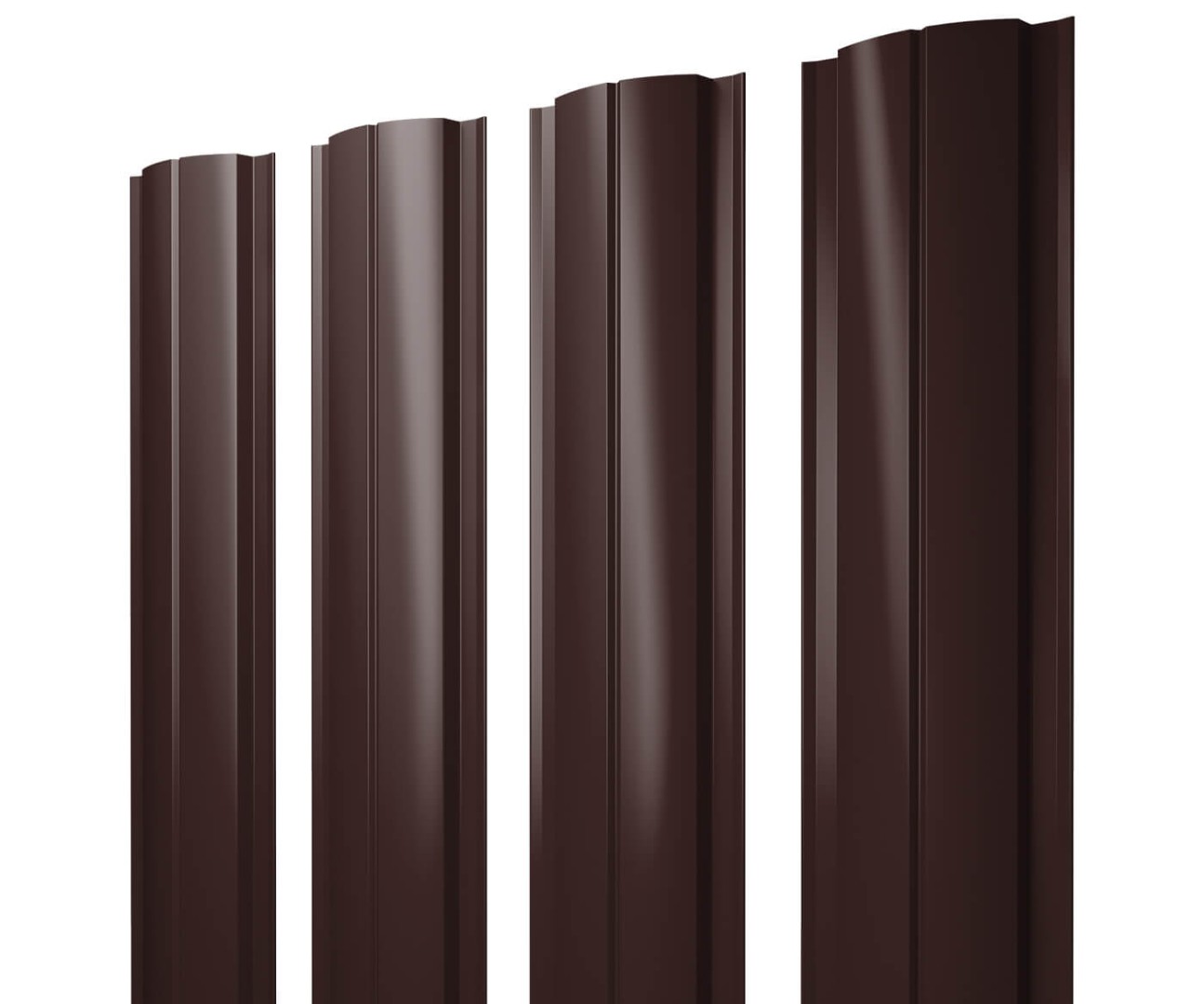 Штакетник Полукруглый Slim 0,5 GreenСoat Pural RR 887 шоколадно-коричневый (RAL 8017 шоколад)