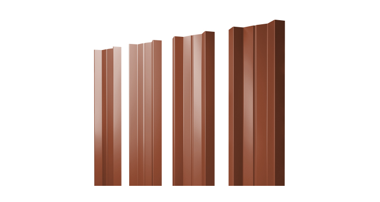 Штакетник М-образный A с прямым резом 0.45 PE RAL 8004 терракота
