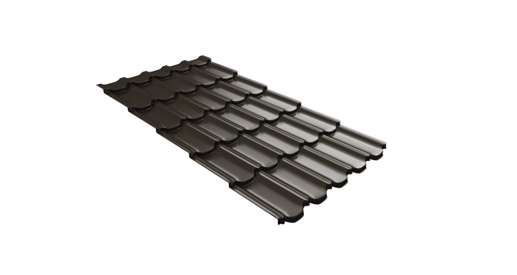 Металлочерепица  квинта плюс Grand Line c 3D резом 0,45 Drap ST RR 32 темно-коричневый