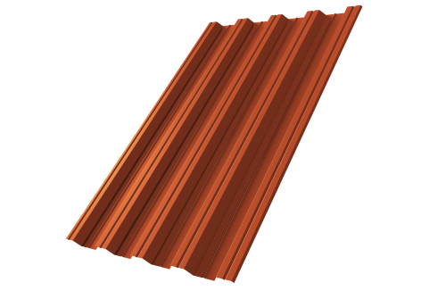 Профнастил НС44 0,5 Satin Matt RAL 8004 терракота