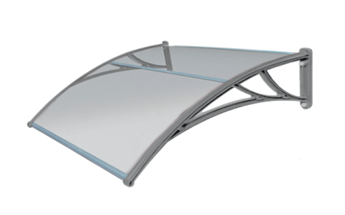 Козырек Krovent из поликарбоната 1500х930х280 прозрачный (серебристый кронштейн)