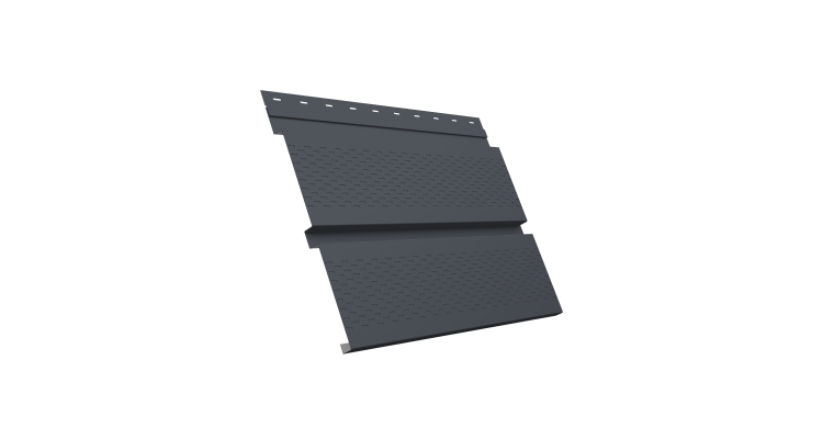 Софит металлический Квадро Брус с перфорацией 0,5 Satin Matt TX с пленкой RAL 7024 мокрый асфальт